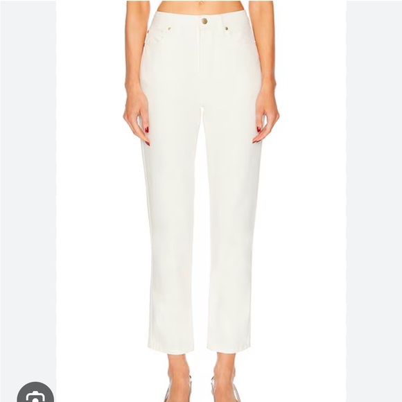 NWT NILI LOTAN Boyfriend Fray Hem Pants Jeans White 6